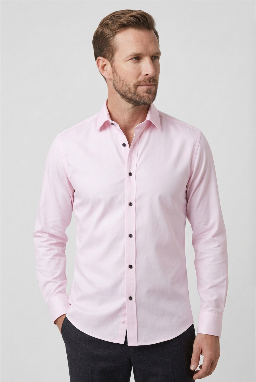 Men's Dress Shirt White Slim Fit Non-Iron Cotton Long Sleeve – Office, Formal, Business Wear