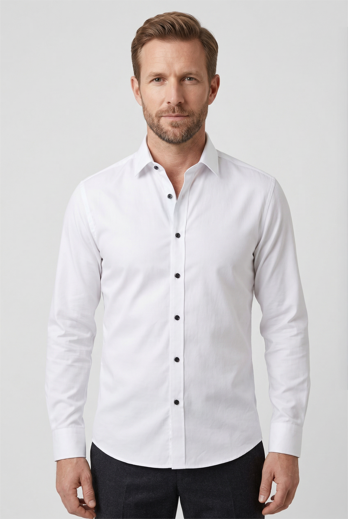 Men's Dress Shirt White Slim Fit Non-Iron Cotton Long Sleeve – Office, Formal, Business Wear