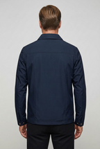 Men's Harrington Jacket Navy Blue Zip-Up Collared Lightweight Outerwear – Casual, Everyday Wear