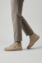 Men's High-Top Boots Beige Suede Cushioned Sole – Casual, Outdoor, Everyday Comfort Footwear