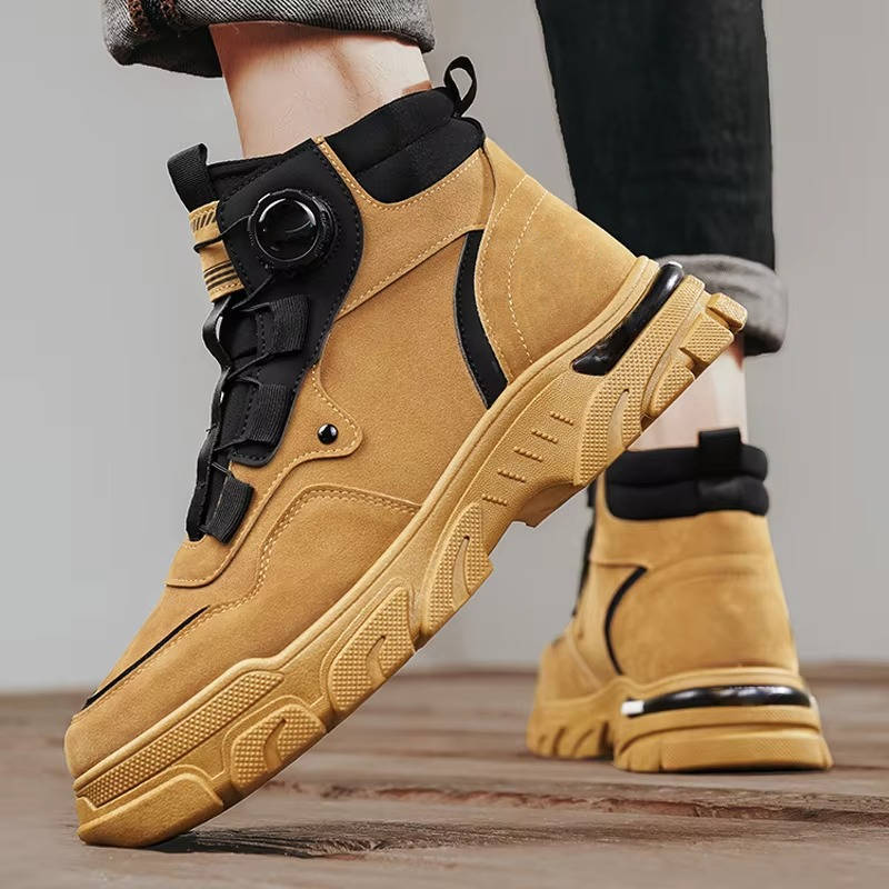 Men's High Top Boots Suede Yellow Anti-Slip Sole – Casual, Outdoor, Work, Everyday Wear