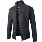 Men's Knitted Cardigan Jacket Fleece Lined Quilted Zip-Up Stand Collar Sweater – Casual, Winter, Warm Layering