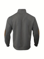 Men's Knitted Sweater Beige Textured Stand-Collar Button Henley Pullover – Casual, Office, Holiday, Gift
