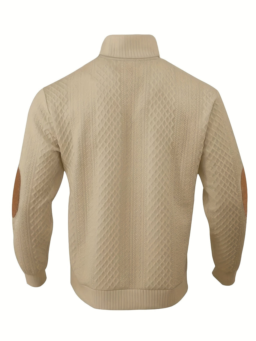 Men's Knitted Sweater Beige Textured Stand-Collar Button Henley Pullover – Casual, Office, Holiday, Gift