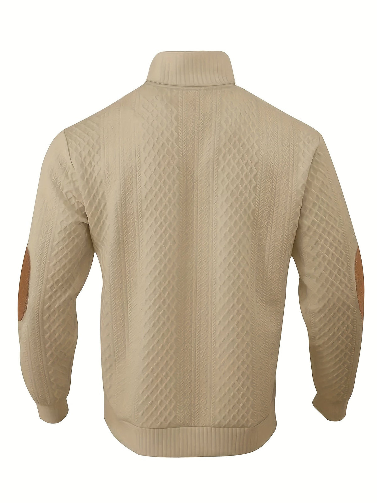 Men's Knitted Sweater Beige Textured Stand-Collar Button Henley Pullover – Casual, Office, Holiday, Gift