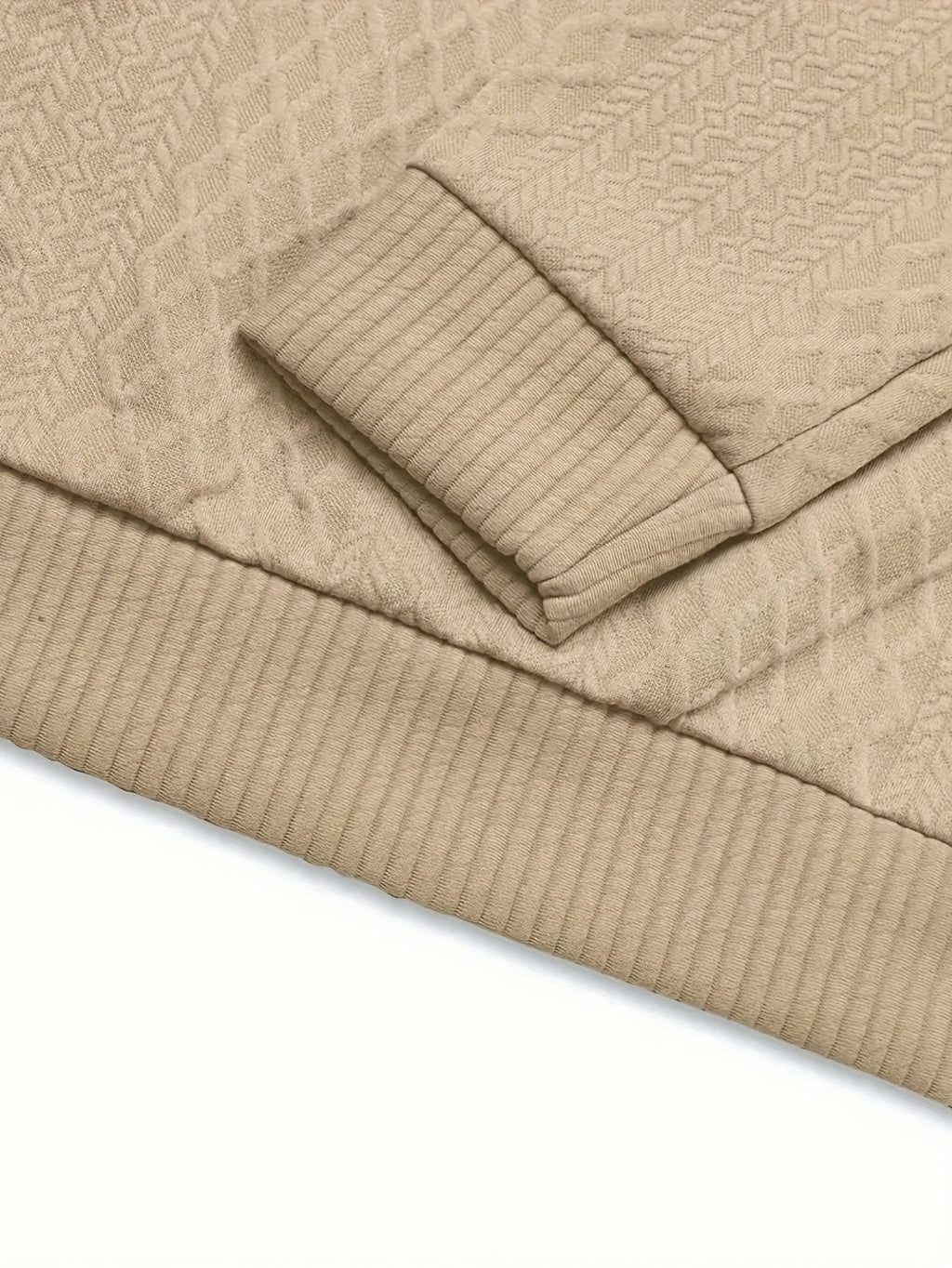 Men's Knitted Sweater Beige Textured Stand-Collar Button Henley Pullover – Casual, Office, Holiday, Gift