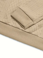 Men's Knitted Sweater Beige Textured Stand-Collar Button Henley Pullover – Casual, Office, Holiday, Gift