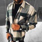 Men's Plaid Overshirt Long Sleeve Button-Up Shacket Houndstooth Check – Casual, Autumn Layering