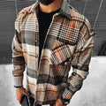 Men's Plaid Overshirt Long Sleeve Button-Up Shacket Houndstooth Check – Casual, Autumn Layering