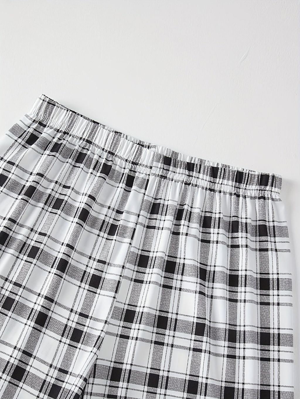 Men's Pyjama Set Grey Short Sleeve Tee Plaid Trousers – Sleepwear, Loungewear, Home, Gift