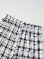 Men's Pyjama Set Grey Short Sleeve Tee Plaid Trousers – Sleepwear, Loungewear, Home, Gift