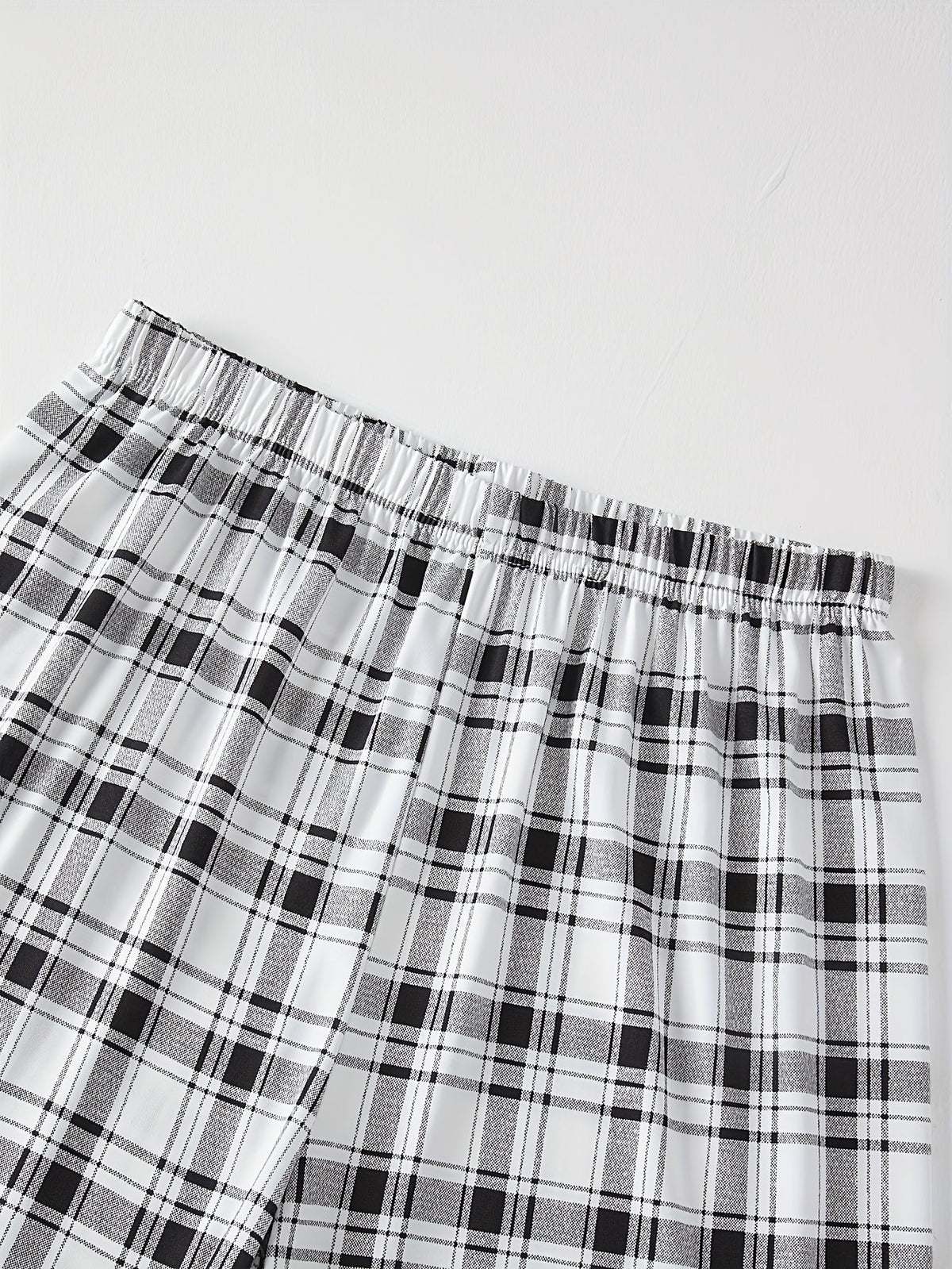 Men's Pyjama Set Grey Short Sleeve Tee Plaid Trousers – Sleepwear, Loungewear, Home, Gift