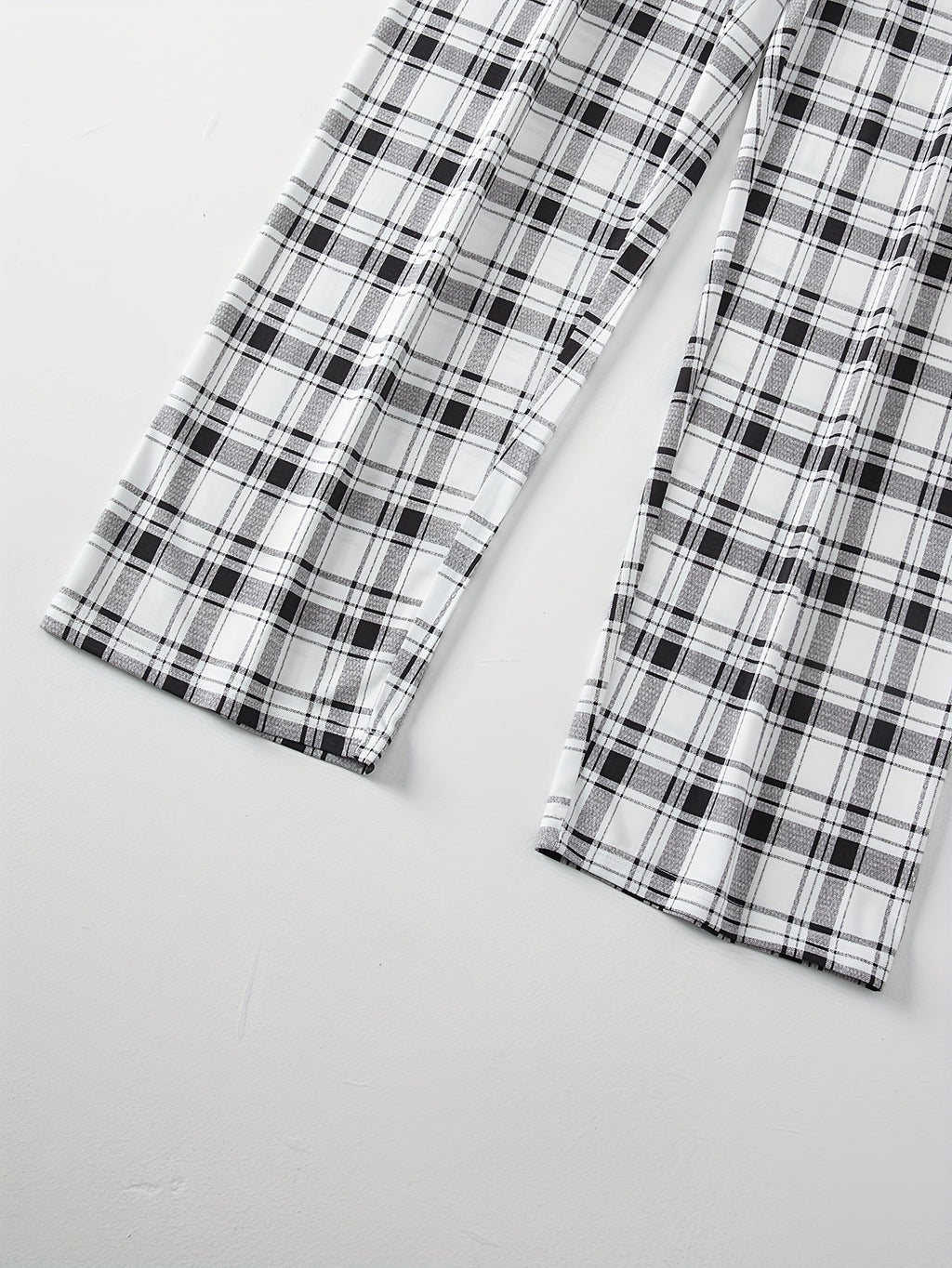 Men's Pyjama Set Grey Short Sleeve Tee Plaid Trousers – Sleepwear, Loungewear, Home, Gift