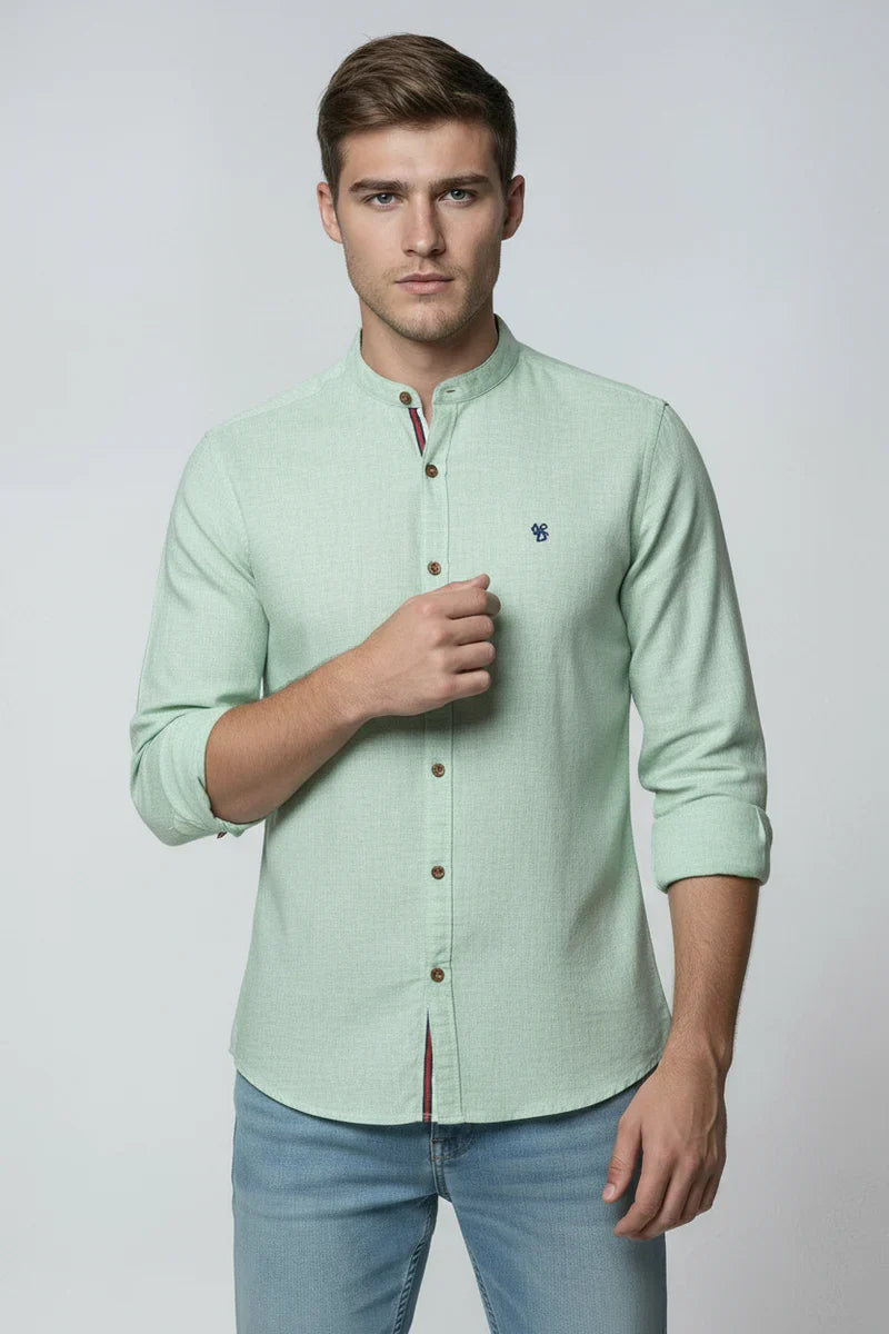 Men's Shirt Cotton Navy Blue Stand Collar Button Up Long Sleeve – Casual, Office, Holiday, Gift