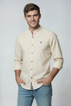 Men's Shirt Cotton Navy Blue Stand Collar Button Up Long Sleeve – Casual, Office, Holiday, Gift