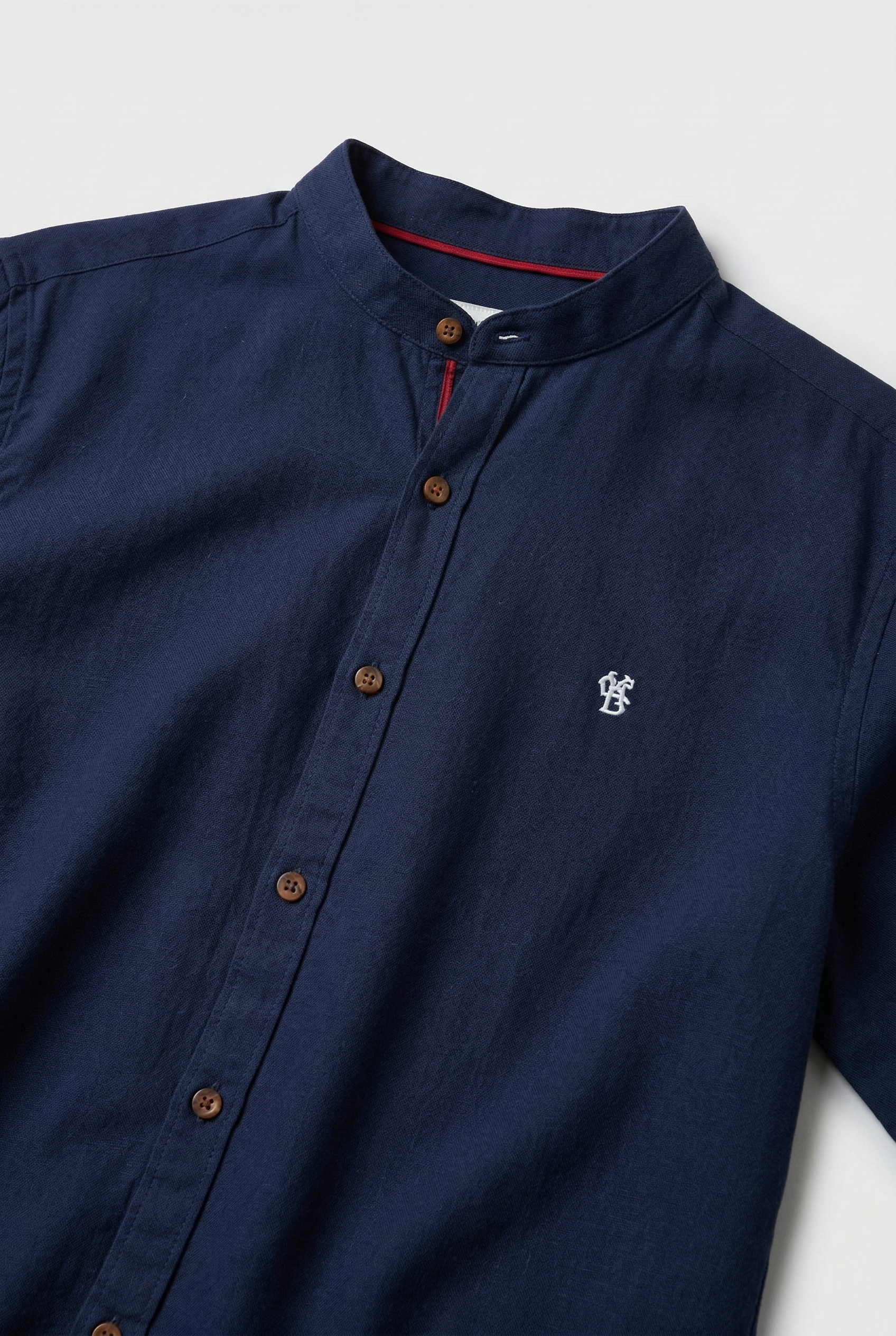 Men's Shirt Cotton Navy Blue Stand Collar Button Up Long Sleeve – Casual, Office, Holiday, Gift