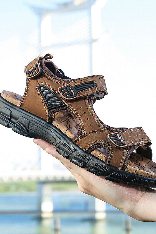 Men's Sport Sandals Black Adjustable Strap Contoured Footbed – Casual, Outdoor, Walking, Holiday