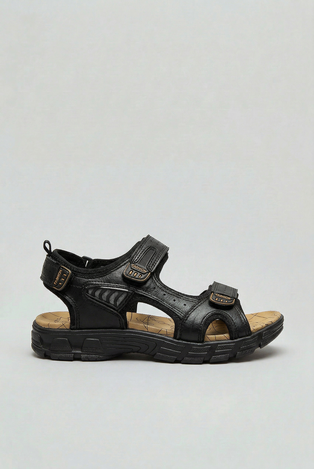 Men's Sport Sandals Black Adjustable Strap Contoured Footbed – Casual, Outdoor, Walking, Holiday
