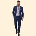 Men's Suit Set Two-Piece Blue Tailored Fit Blazer & Trousers – Wedding, Office, Formal, Gift