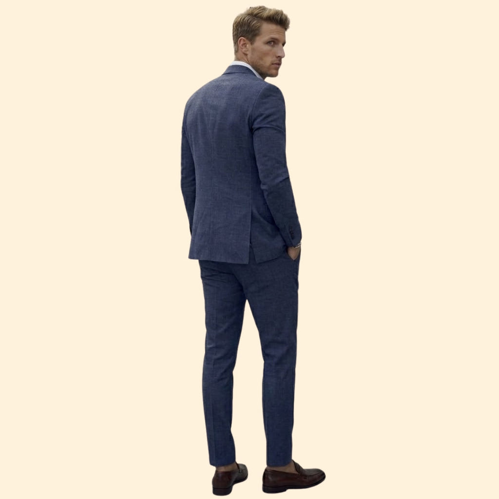 Men's Suit Set Two-Piece Blue Tailored Fit Blazer & Trousers – Wedding, Office, Formal, Gift