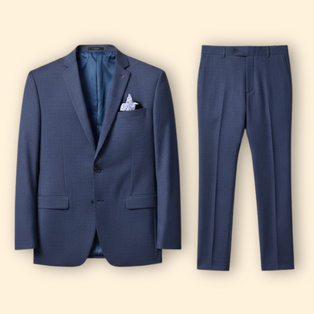 Men's Suit Set Two-Piece Blue Tailored Fit Blazer & Trousers – Wedding, Office, Formal, Gift