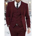 Men's Three-Piece Suit Set Navy Herringbone Tweed Waistcoat Tailored Formal Wear – Wedding, Business