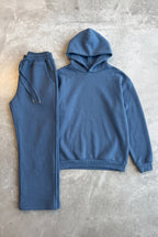 Men's Tracksuit Set Blue Cotton Fleece Hoodie & Joggers Oversized – Casual, Loungewear, Gift