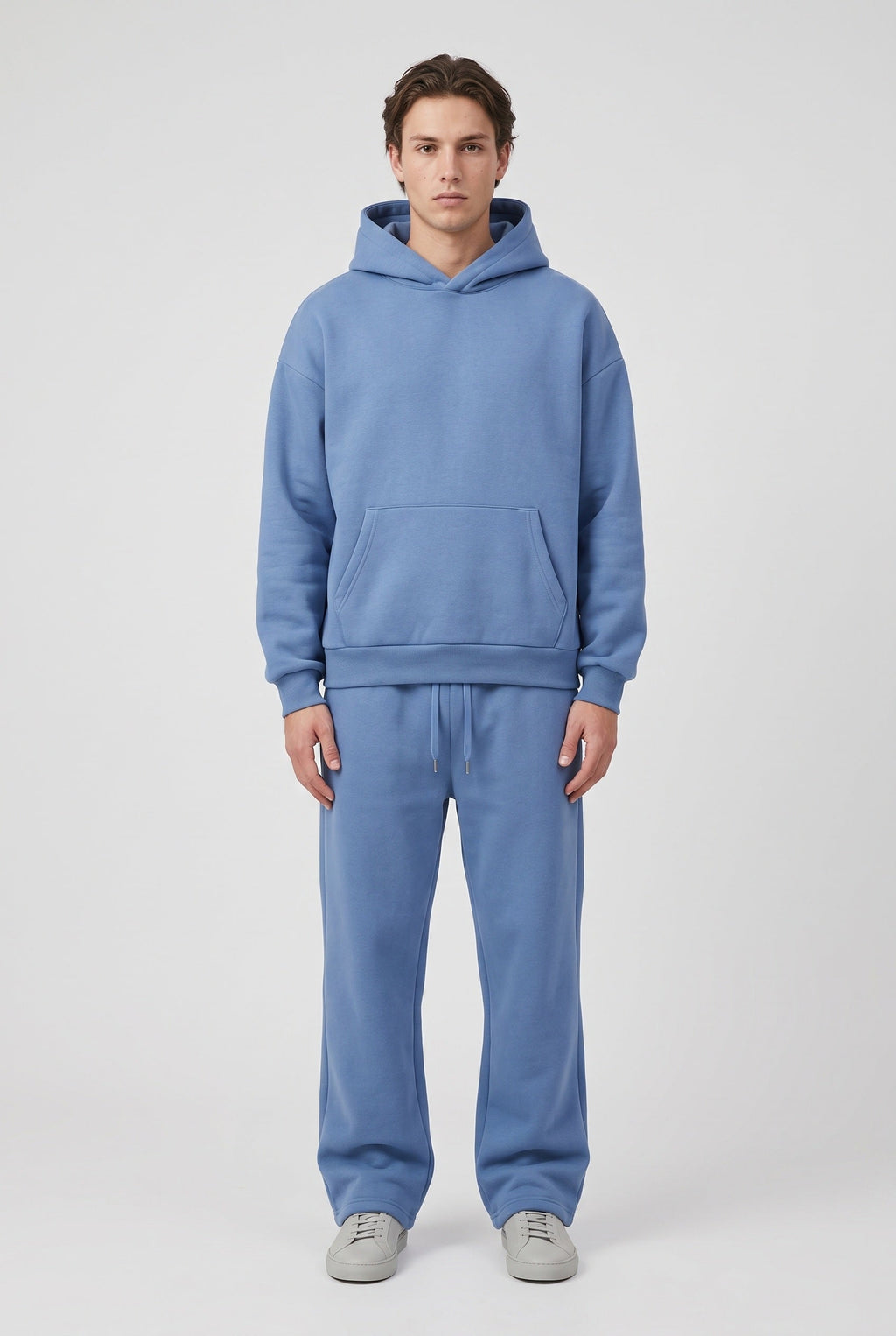 Men's Tracksuit Set Blue Cotton Fleece Hoodie & Joggers Oversized – Casual, Loungewear, Gift