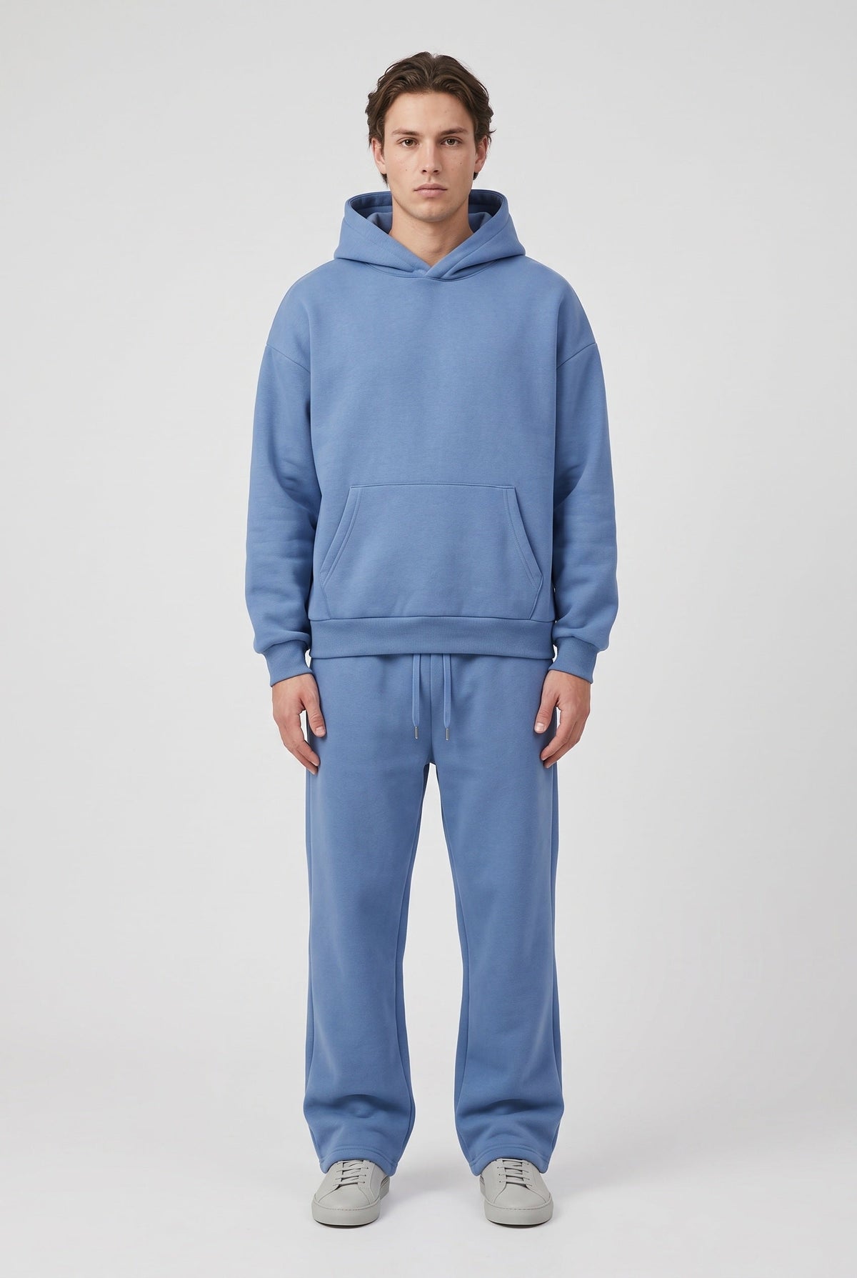 Men's Tracksuit Set Blue Cotton Fleece Hoodie & Joggers Oversized – Casual, Loungewear, Gift