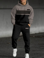 Men's Tracksuit Set Colour Block Hoodie & Joggers Grey Black – Casual, Sports, Loungewear, Gift