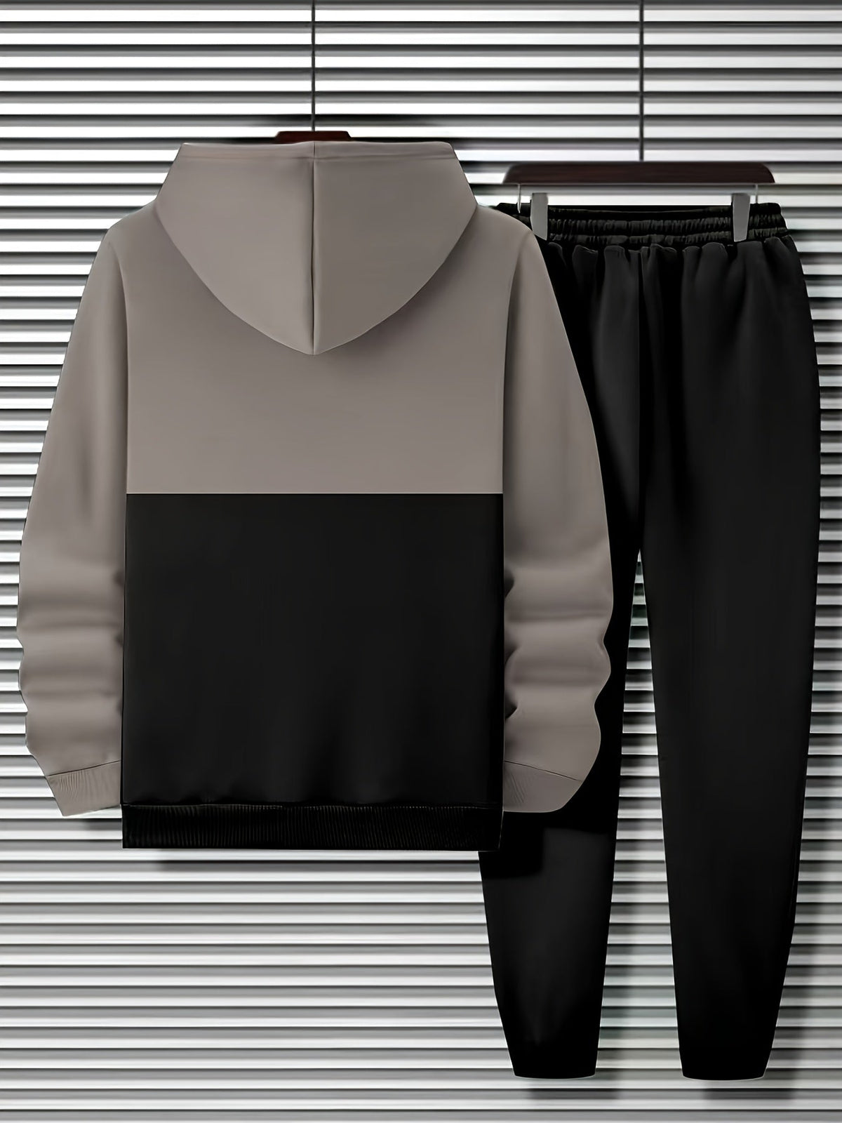 Men's Tracksuit Set Colour Block Hoodie & Joggers Grey Black – Casual, Sports, Loungewear, Gift