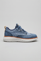 Men's Trainers Blue Woven Lace-Up Cushioned Insole Sneakers – Casual, Everyday Comfort Walking Shoes