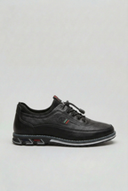 Men's Trainers Leather-Look Tan Black Toggle Lace – Casual, Everyday Walking Comfort Shoes