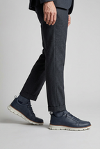 Men's Trainers Navy Faux Leather Lace-Up Shoes Cushioned Sole – Casual, Office, Everyday, Gift