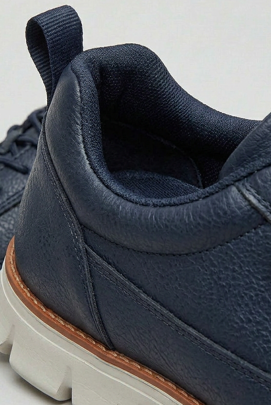 Men's Trainers Navy Faux Leather Lace-Up Shoes Cushioned Sole – Casual, Office, Everyday, Gift