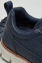 Men's Trainers Navy Faux Leather Lace-Up Shoes Cushioned Sole – Casual, Office, Everyday, Gift