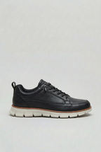 Men's Trainers Navy Faux Leather Lace-Up Shoes Cushioned Sole – Casual, Office, Everyday, Gift