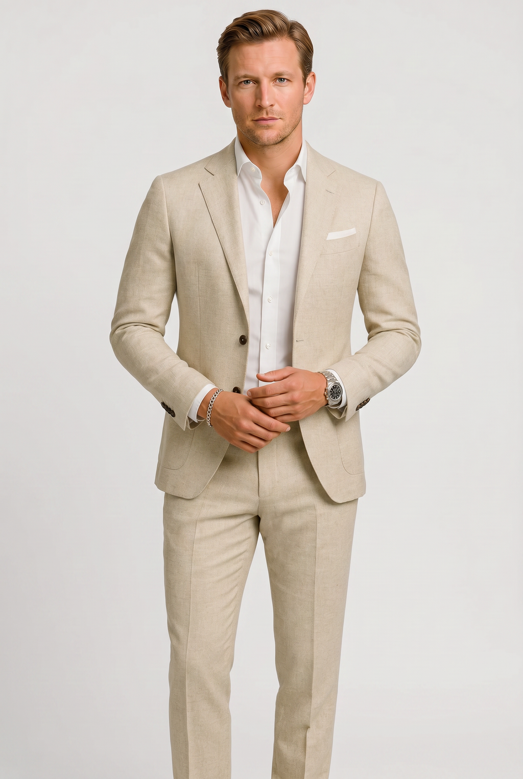 Men's Two Piece Suit Tan Slim Fit Single Breasted – Wedding, Office, Formal, Business Gift