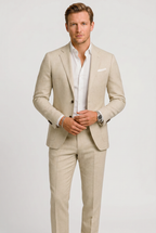 Men's Two Piece Suit Tan Slim Fit Single Breasted – Wedding, Office, Formal, Business Gift