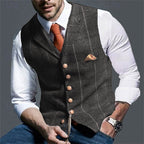 Men's Waistcoat Tweed Herringbone Navy Tailored Suit Vest – Wedding, Office, Formal, Gift