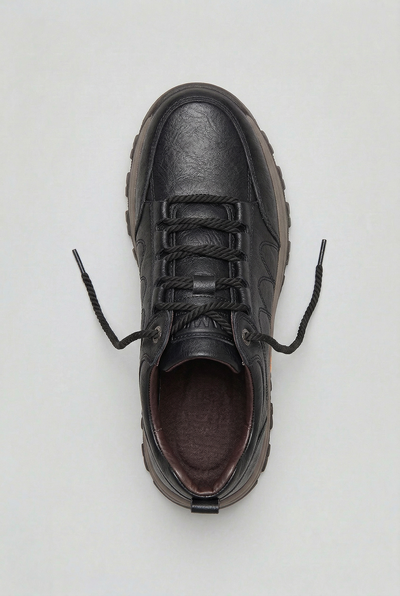 Men's Walking Shoes Black Leather Lace-Up Cushioned Insole – Casual, Outdoor, Everyday