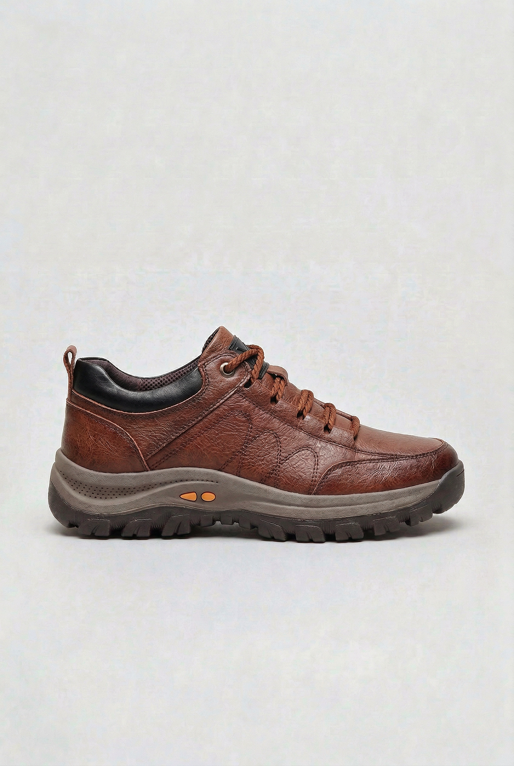 Men's Walking Shoes Black Leather Lace-Up Cushioned Insole – Casual, Outdoor, Everyday