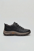 Men's Walking Shoes Black Leather Lace-Up Cushioned Insole – Casual, Outdoor, Everyday