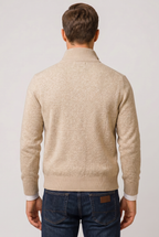 Men's Zip-Up Cardigan Knitted Beige Stand Collar – Casual, Office · Werune