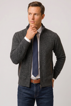 Men's Zip-Up Cardigan Knitted Beige Stand Collar – Casual, Office · Werune