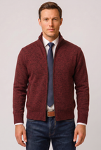 Men's Zip-Up Cardigan Knitted Beige Stand Collar – Casual, Office · Werune