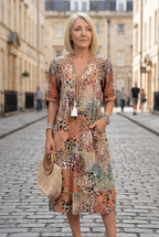 Midi Dress Animal Print V-Neck Women's – Casual, Holiday · Werune