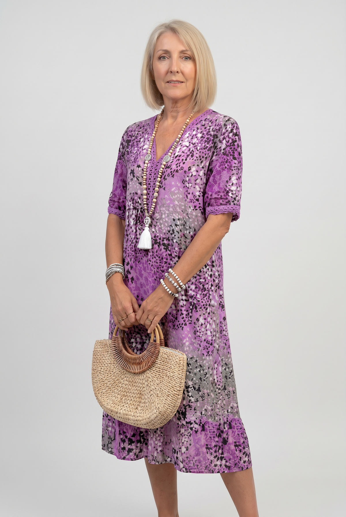 Midi Dress Animal Print V-Neck Women's – Casual, Holiday · Werune