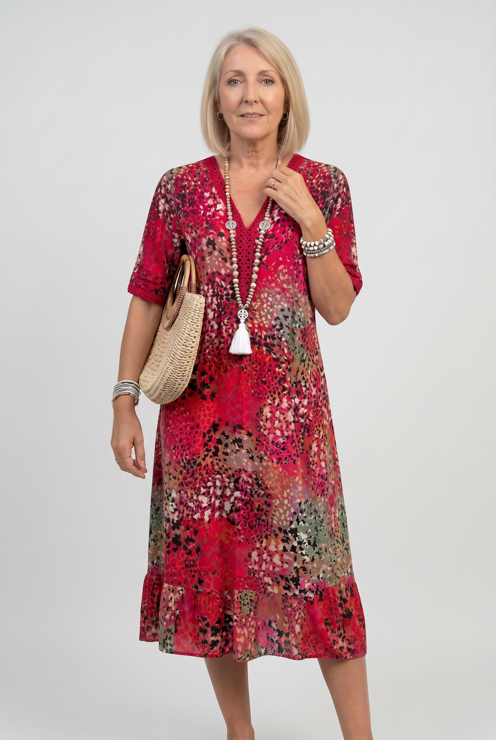 Midi Dress Animal Print V-Neck Women's – Casual, Holiday · Werune
