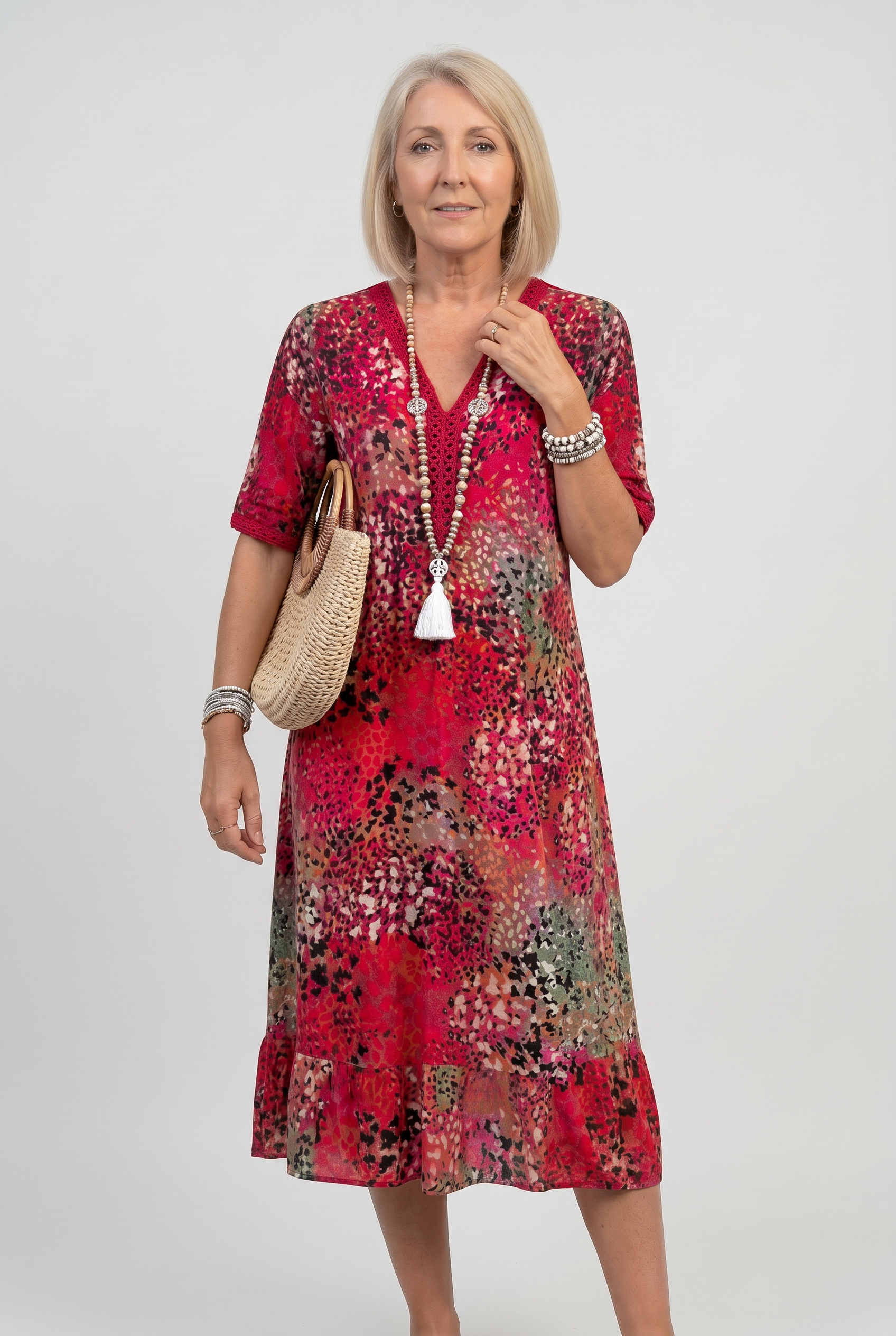 Midi Dress Animal Print V-Neck Women's – Casual, Holiday · Werune